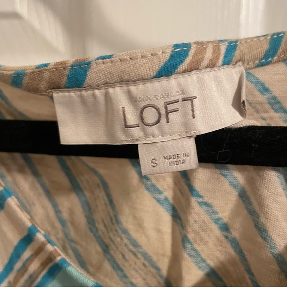 *DONATED* LOFT | Women’s Maxi Dress w/ Left Side Slit | Blue Tan Cream - Picture 2 of 10